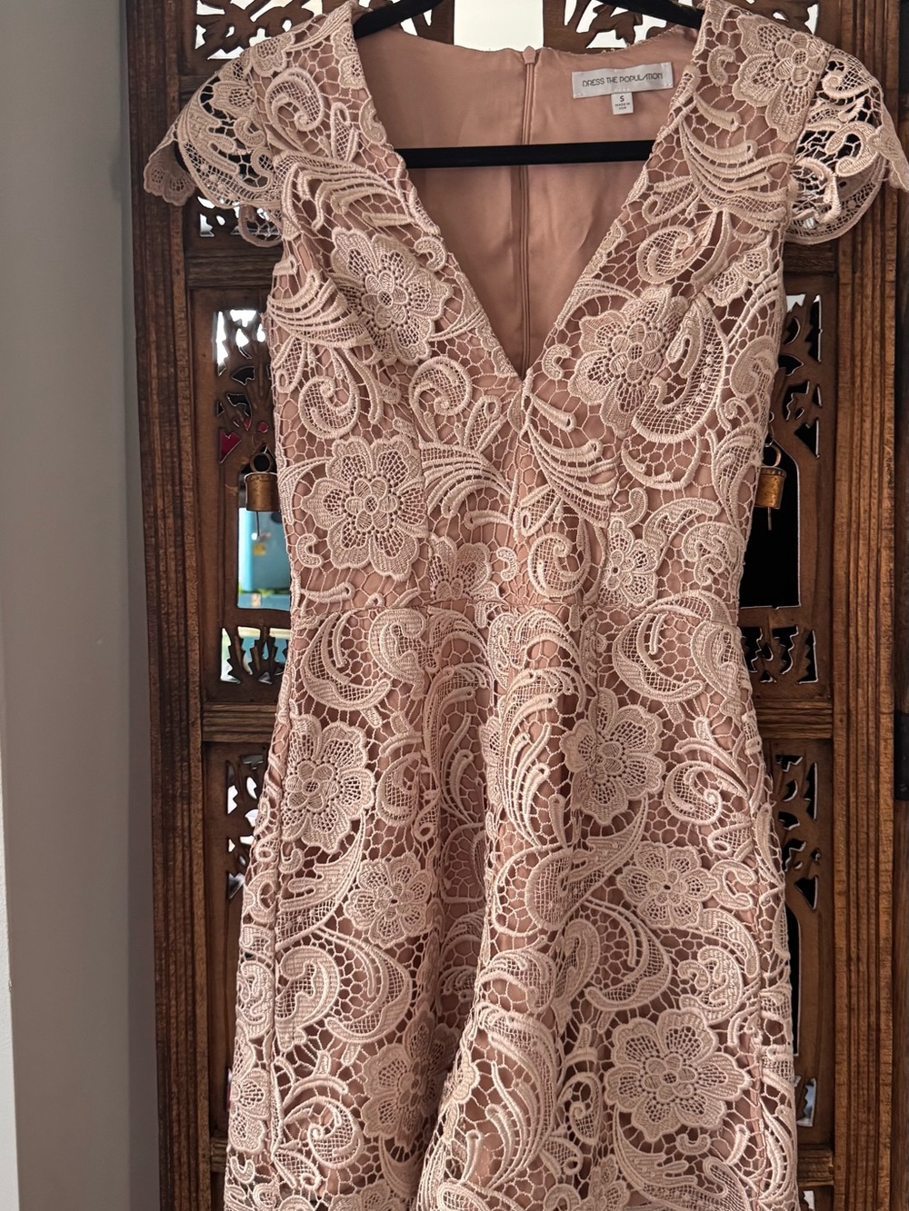 Dress the Population Rose Blush Lace V-Neck romper